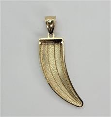 10K 2-TONE YELLOW AND WHITE GOLD FANG TOOTH FLORENTINE FINISH PENDANT 3.5G